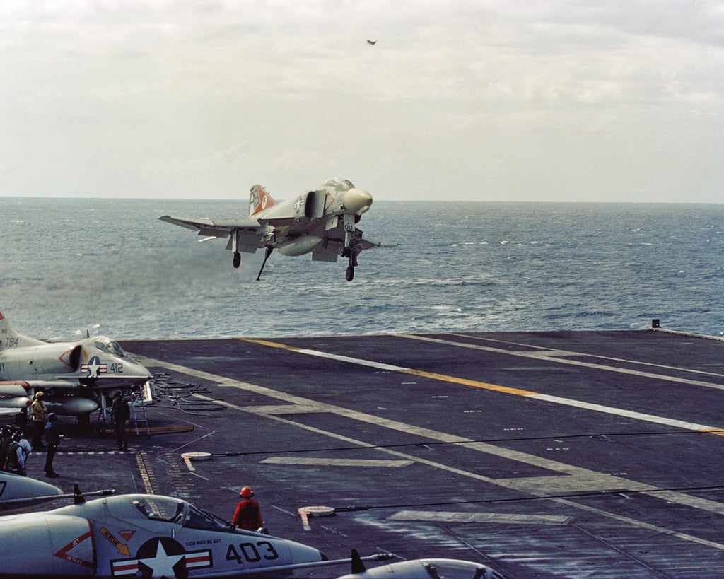 F-4 Phantom II landing on an aircraft carrier