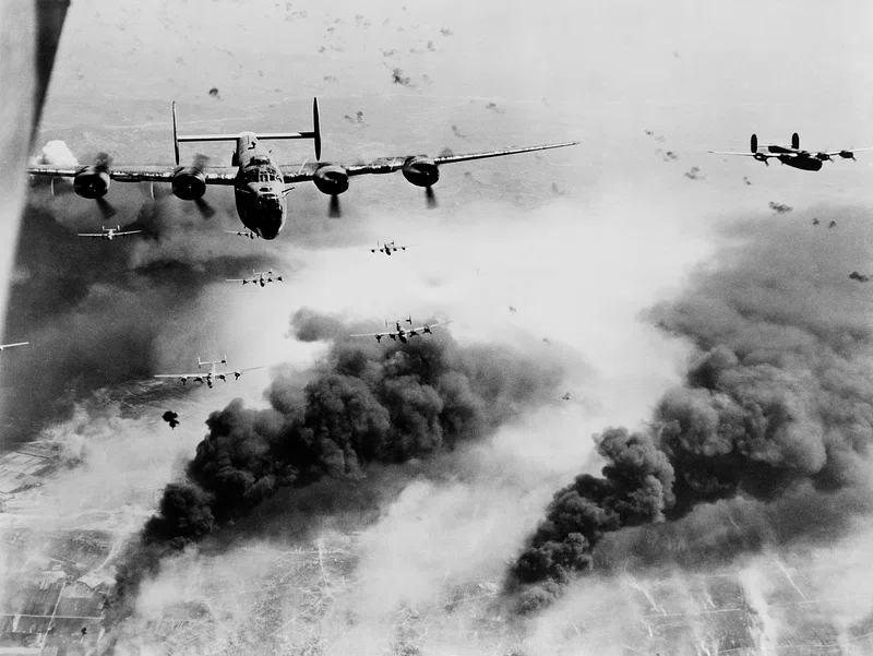 American bombers conducting a bombing run